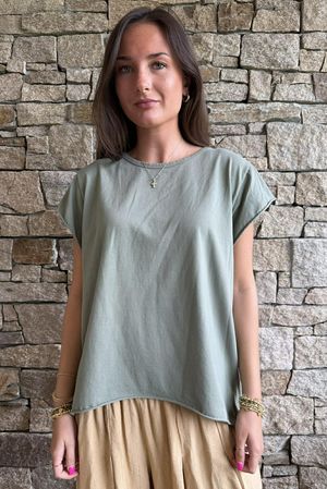  Classic Cotton Cap Sleeve Tee Soft Khaki